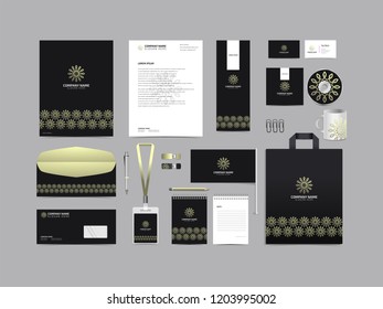 Corporate identity set template design. Stationery Kit Branding template editable with abstract luxury flower tulip logo object with white color. company Business finance vector mockup eps 10
