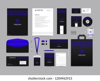Corporate identity set template design. Stationery Kit Branding template editable with abstract logo flower tulip with green color. company Business finance vector