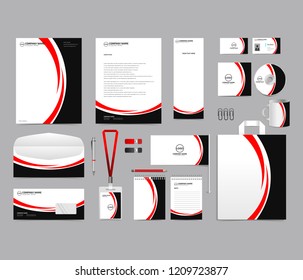 Corporate identity set template design. Stationery Kit Branding template editable with red color. company Business finance vector