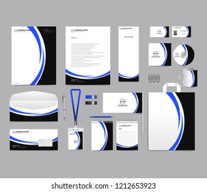 Corporate identity set template design. Stationery Kit Branding template editable with blue color background. company Business finance vector