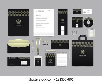 Corporate identity set template design. Stationery Kit Branding template editable with abstract luxury flower tulip logo with white color. company Business finance vector eps 10