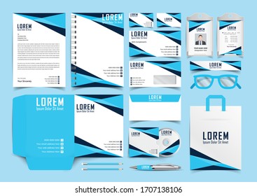 Corporate identity set template design. Stationery Kit Branding template editable with blue color. company Business finance vector mockup eps 10
