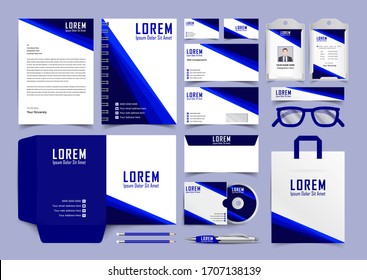 Corporate identity set template design. Stationery Kit Branding template editable with blue color. company Business finance vector mockup eps 10