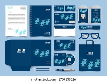 Diseño de plantilla de conjunto de identidades corporativas. Plantilla de promoción de marca en el kit de diseño de fondo editable en color azul y negro. mofa vectorial de la financiación de empresas 10
