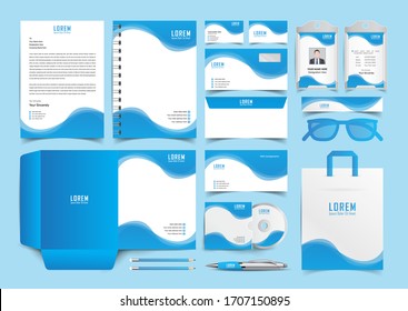 Corporate identity set template design. Stationery Kit Branding template editable with blue color. company Business finance vector mockup eps 10