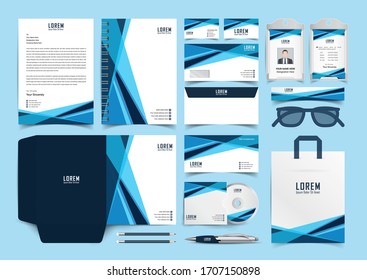 Corporate identity set template design. Stationery Kit Branding template editable with blue color. company Business finance vector mockup eps 10