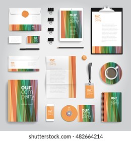 Corporate identity stationery objects print template. Vector illustration.