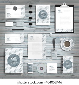 Corporate identity stationery objects print template. Vector illustration.