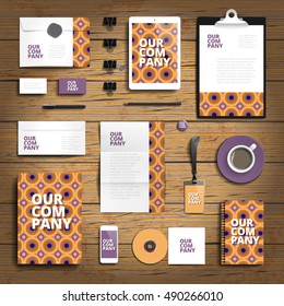 Corporate identity stationery objects print template. Vector illustration.