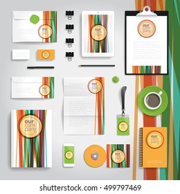 Corporate identity stationery objects print template. Vector illustration.