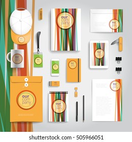 Corporate identity stationery objects print template. Vector illustration.