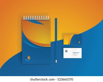 Corporate identity stationery objects print template. Vector illustration. Element. Fire and Water, Oil, Eco, industry logo and corporate identity
