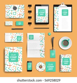 Corporate identity stationery objects print template. Vector illustration.