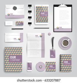 Corporate identity stationery objects print template. Vector illustration.