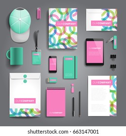 Corporate identity stationery objects print template. Vector illustration.