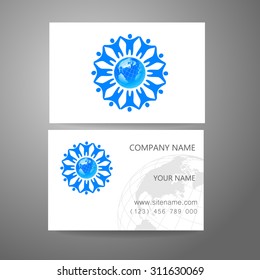 Corporate identity for the team. Template design of logo for the company and a business card.