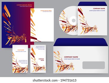 Corporate identity template with abstract colorful elements