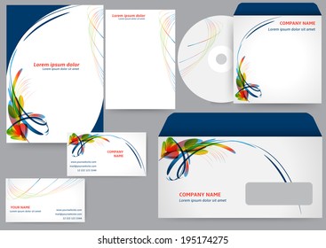 Corporate identity template with abstract colorful elements