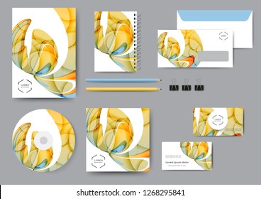 Сreative corporate identity template with abstract lines and waves