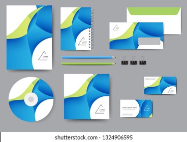Сreative corporate identity template with abstract lines and waves