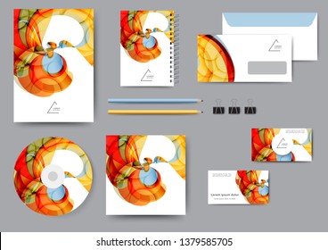 Сreative corporate identity template with abstract lines and waves