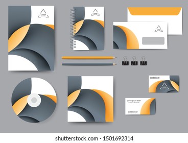 Сreative corporate identity template with abstract lines and waves