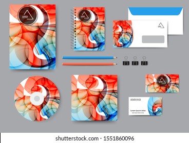 Сreative corporate identity template with abstract lines and waves