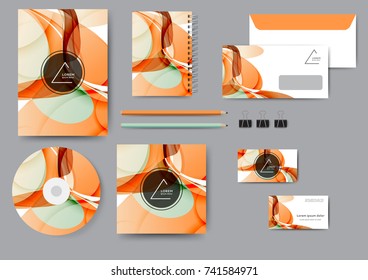 Ð¡reative corporate identity template with abstract lines and waves