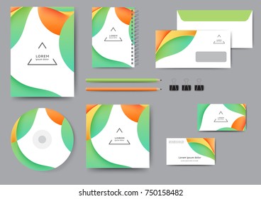 ?reative corporate identity template with abstract lines and waves