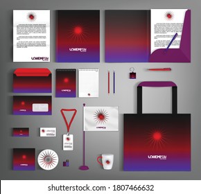 Corporate identity template with abstract star element. Business set of stationery.
