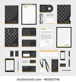 Corporate identity template big set. Documentation for business. Vector, modern company style for brand book and guideline. Branding design concept. Card, catalog, pencil, badge, letterhead and more.