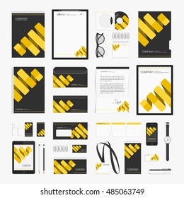 Corporate identity template big set. Documentation for business. Vector, modern company style for brand book and guideline. Branding design concept. Card, catalog, pencil, badge, letterhead and more.