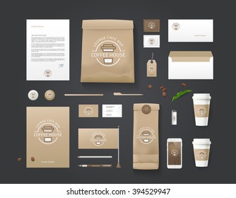 Corporate identity template. Business set for coffee shop, cafe, restaurant. Branding MockUps. Packages Mock-up Pack for your company. Coffee concept design Mock-up. Mock-up for your design