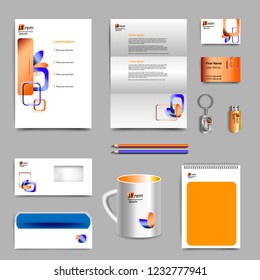 Corporate identity template with color elements. Vector company style for brandbook and guideline. EPS 10