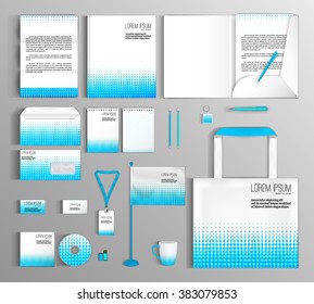 Corporate identity template design with blue elements. Business set stationery.