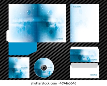  Corporate identity template design blue color business set stationery. Folder, letterhead, envelope, cover, brochure, catalog, flyer and leaflet.