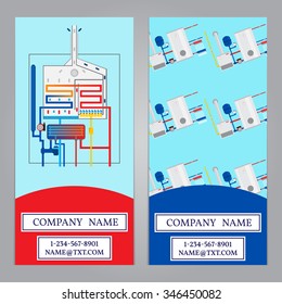 Corporate identity template design. Boiler installation company. Vector.