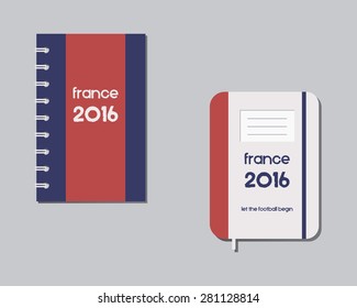 Corporate identity template design. Corporate branding. France 2016 Football. The national colors of France. Isolated on bright background. Vector illustration