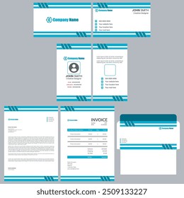 corporate identity template design. Business stationery template design. Business card, Id card, envelope, letterhead, invoice