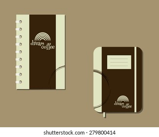 Corporate identity template design For cafe, restaurant and other food business. With Green coffee logo design. Documentation for business. Notebook and sketchbook. Vector illustration