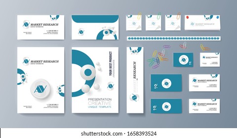 Corporate identity template design with central geometric element. Vector company style for brandbook.Corporate Identity template value design. Branding mockup of logo template. Vector premium pattern