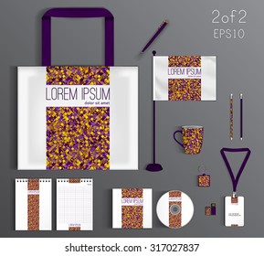Corporate identity template design with colorful abstract pattern. Business set stationery.