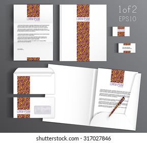 Corporate identity template design with colorful abstract pattern. Business set stationery.