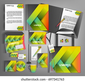 Corporate identity template design with colorful lines. Business set stationery.