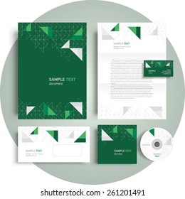 corporate identity template design engineering abstract triangles geometric set