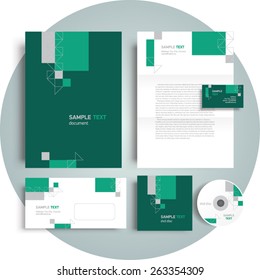 corporate identity template design engineering abstract triangles geometric set