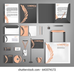 Corporate identity template design with a gray and orange color. Business set stationery.