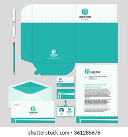 Corporate identity template design with minimal lighthouse illustration