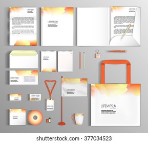 Corporate identity template design with multi colored spot. Business set stationery.