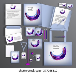 Corporate identity template design with multi colored spot. Business set stationery.